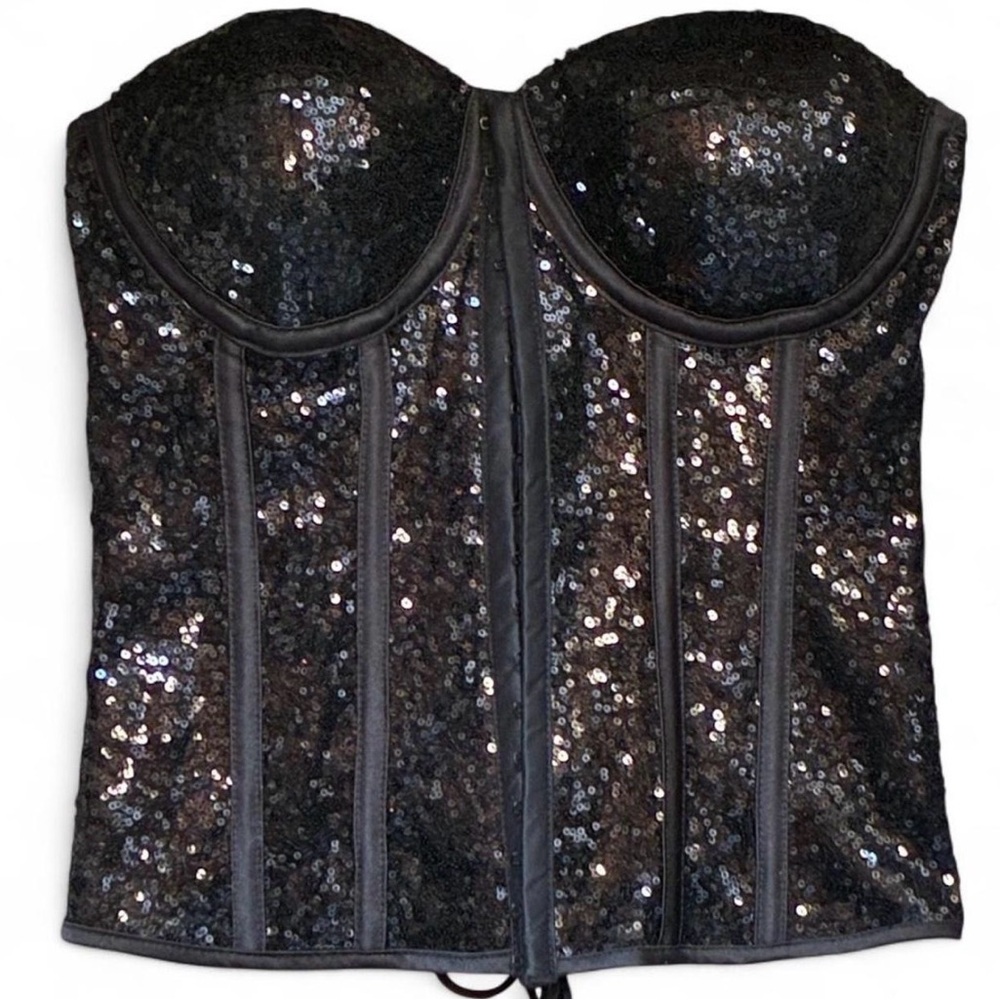 ★ SPARKS FLY! BLACK SEQUIN CORSET ★